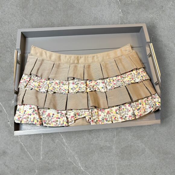 Retired Thirty-One Skirt Purse Cover -Khaki w/Floral Ruffle - Picture 2 of 2